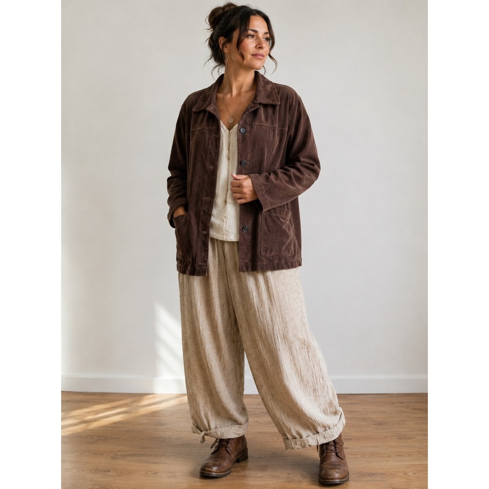 Cut Loose Brown Corduroy Jacket M Oversized Shacket 90s Minimalist Earthy Casual